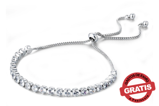 Pulsera modelo tenis chapada en oro blanco de 18k con cristales de SWAROVSKI¨
