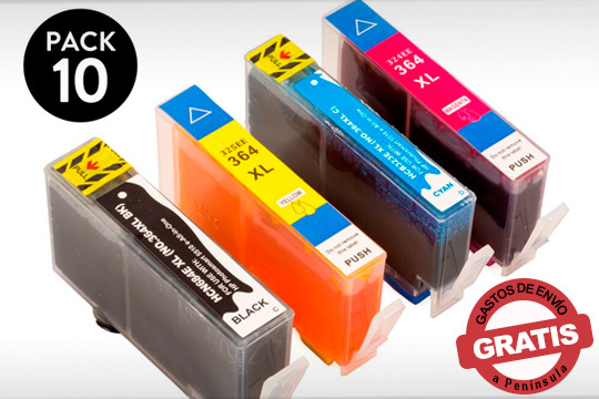 Pack 10 cartuchos genéricos ZP HP 364XL CHIP ¡Jamás sin tinta!